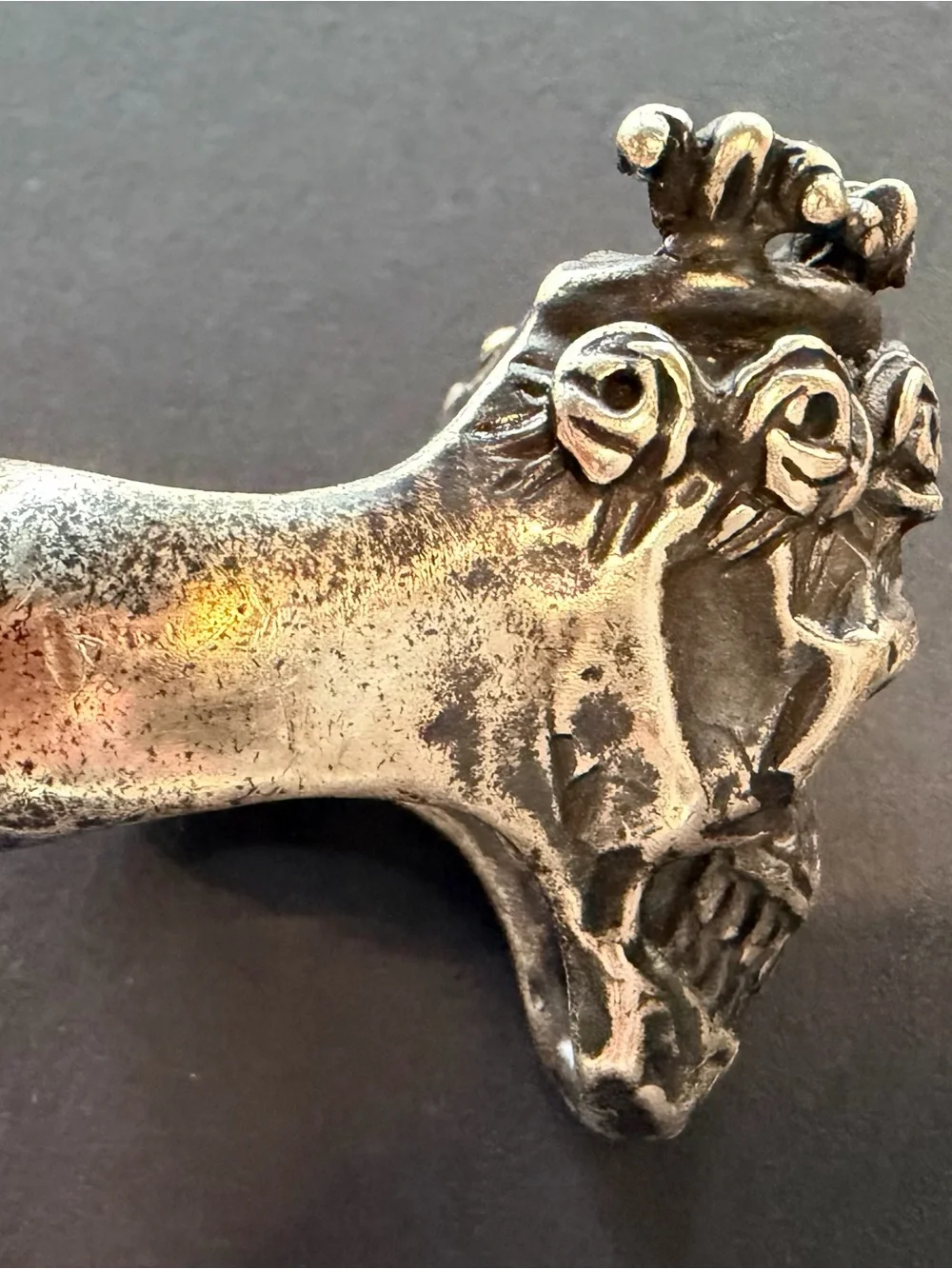 .925 Sterling Silver Crowned Tiara Skull Statement Ring Size 10